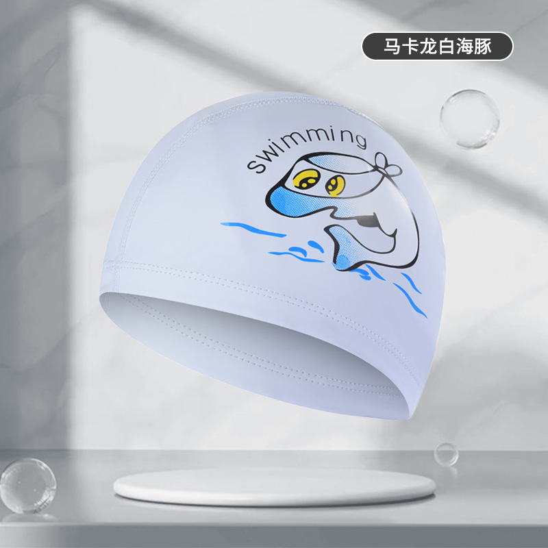 Gorro de natación para niños Revestimiento de PU de dibujos animados lindo niños y niñas impermeable protección para los oídos impresión logo gorra de natación ventas directas de la fábrica