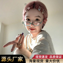 新款个性日系Y2K椭圆小框近视渐变眼镜书呆子复古高级感镜片批发
