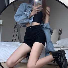 小个子黑色休闲短裤女春夏薄款2026新款辣妹高腰弹力包臀西装热裤
