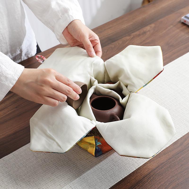 Ceremonia del té accesorios bolsa de tela Taza Express portátil de viaje juego de té bolsa de almacenamiento taza de té tetera bolsa de embalaje una olla dos tazas bolsa
