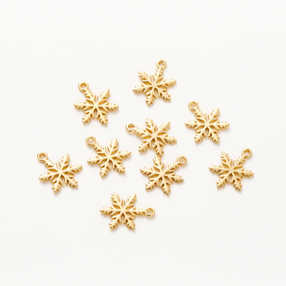 3g Weight Pendant Jewelry Making Type 12.3*16.5MM Jewelry Making Size DIY Jewelry Accessories Classification 10 Pieces, 1 Piece Quantity Copper Material Snowflake Pattern Plating Design Casual, Elegant, Simple Style Style 10 Pieces 1 Piece 12.3*16.5MM Copper Snowflake Pendant 7