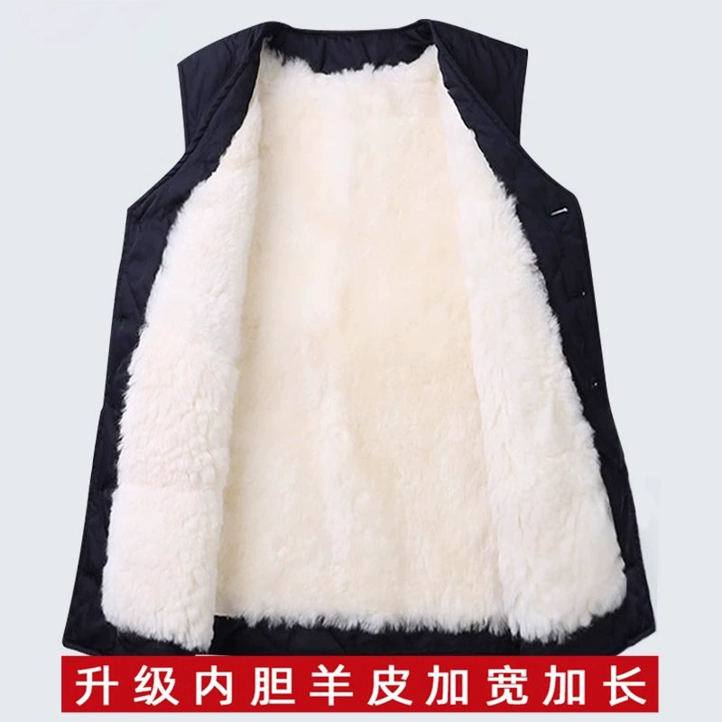 Шерстяной жилет мужской меховой один для среднего и пожилого возраста осенне-зимний с фабрики оптом теплый хлопковый жилет