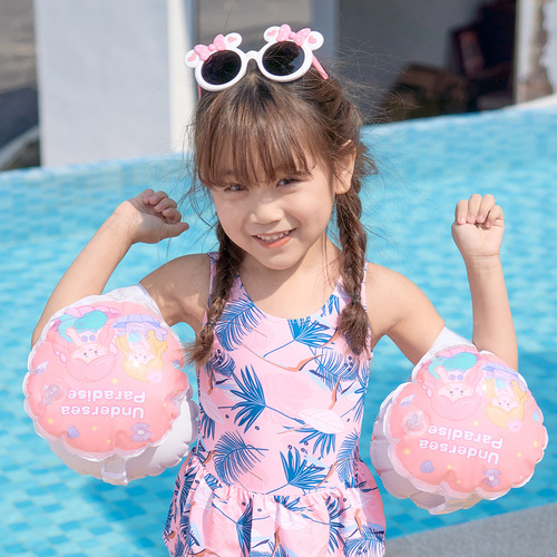 Cross-border supply thickened buckle children's arm circle inflatable cartoon water sleeve baby swimming float 