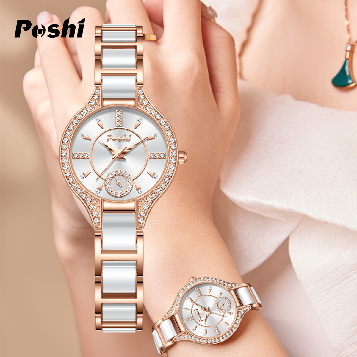 Reloj de mujer de lujo ligero retro de temperamento de reloj de la marca POSHI