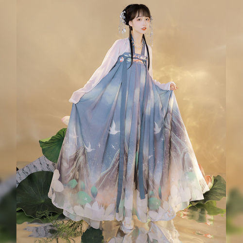 Chinese Hanfu fairy dress for women female gradient color full chest Underskirt chinese traditional folk fairy costumes girl student film cosplay Hanfu