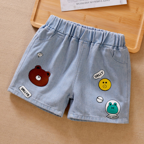 Children's clothing wholesale girls' denim shorts summer new style children's style medium and large children's ripped baby shorts