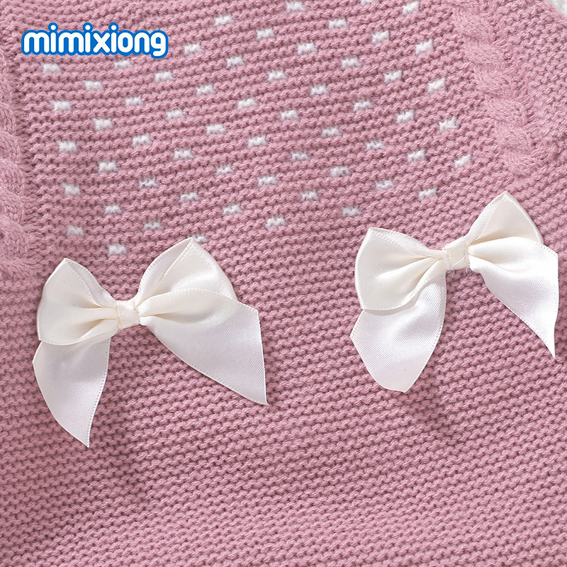 インホット販売新しい女の赤ちゃんニットリボンワンピースロンパース + 帽子セットロンパース|undefined