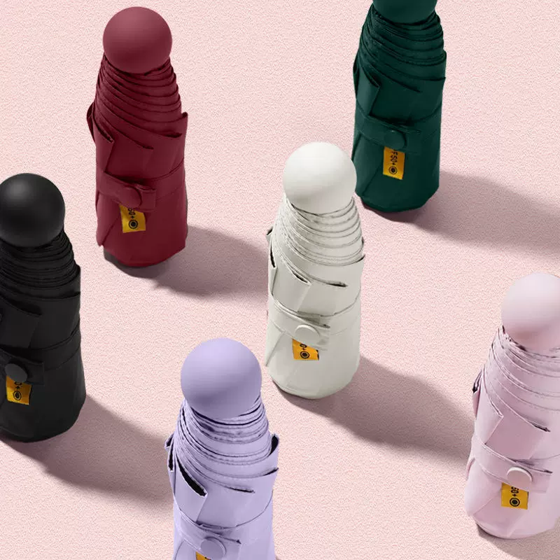 手动口袋伞迷你五折胶囊伞 五折晴雨两用折叠户外遮阳太阳伞代发