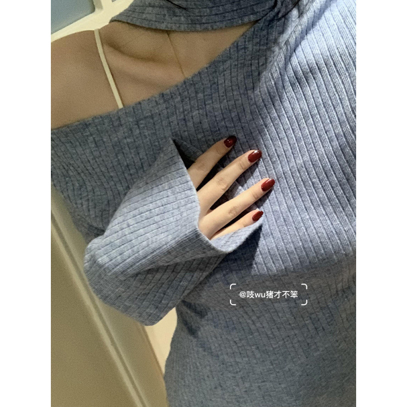 めっちゃきれい!!! 【リボン付きのシャツ】純欲風ギャル斜め肩長袖tシャツ女性インスタ痩せ独特上着|undefined