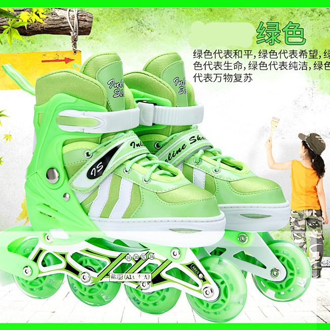 Manufactor Europe God children style the skating shoes Roller skating shoes suit Full flash full set Adjustable men and women wholesale