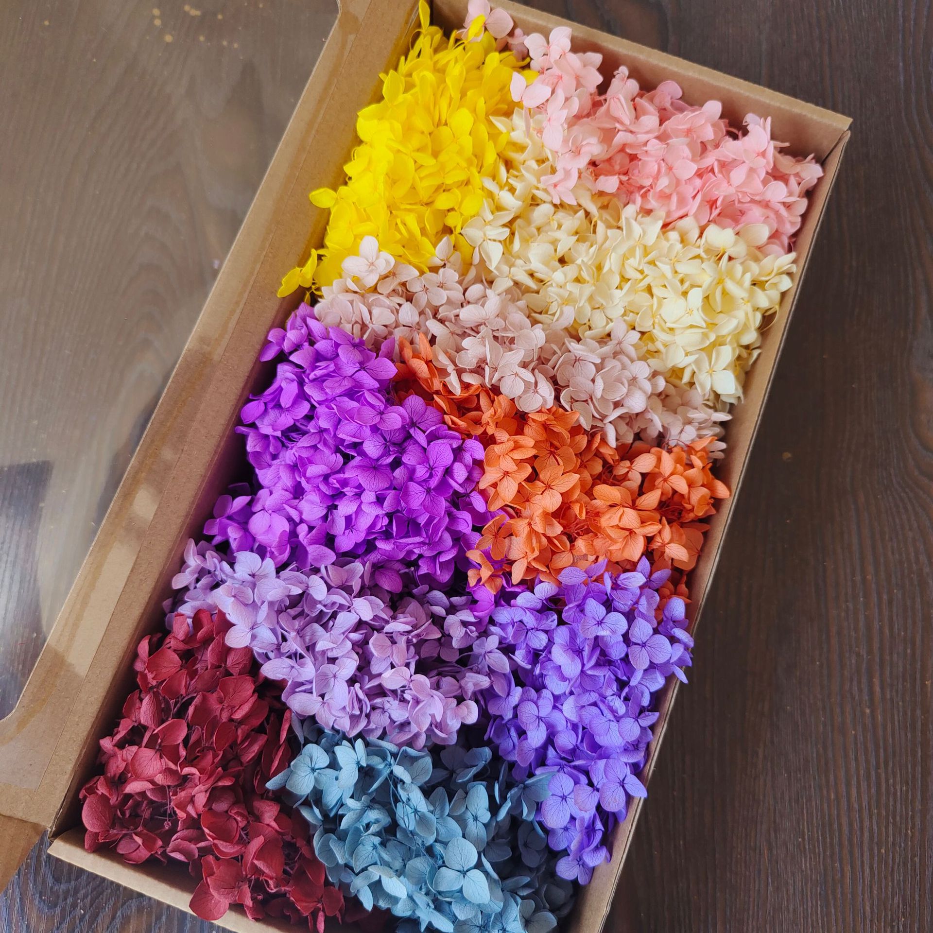 Flor eterna Hortensia Anna pequeña hoja flor seca flor real árbol de Navidad ventilador hecho a mano ramo DIY material paquete flor