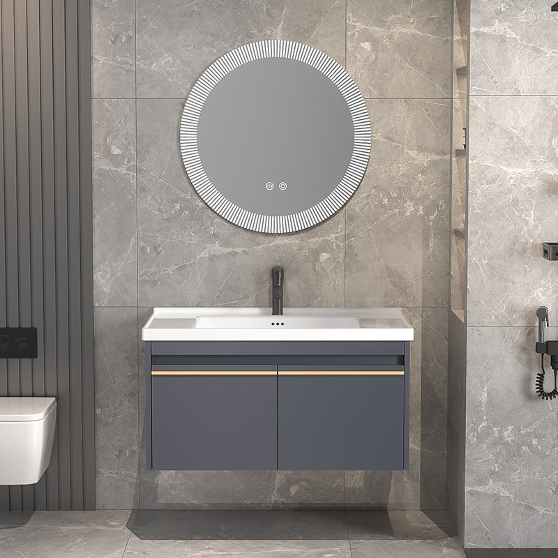 Combinación de gabinete de baño inteligente lavabo de baño de madera maciza lavabo moderno simple lavabo integrado lavabo de cerámica