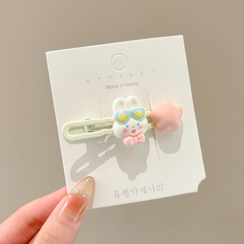 多巴胺彩色刘海发夹女夏天碎发鸭嘴一字夹发卡ins侧边夹子头饰品|undefined