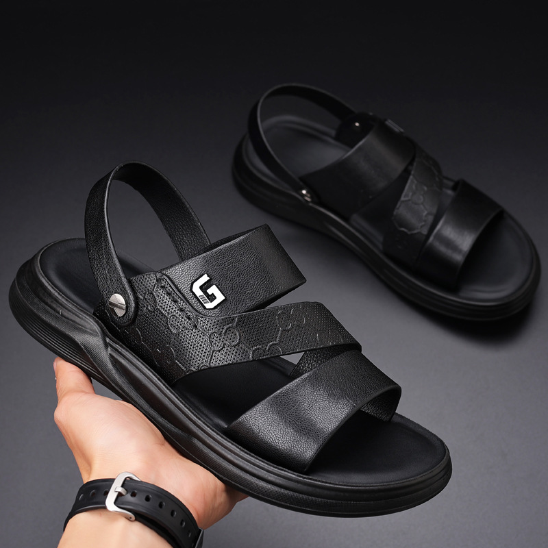 Primera capa de piel de oveja de verano nuevos hombres sandalias de cuero casual hombres zapatos de playa Sandalias de gama alta zapatillas de cuero zapatos de los hombres