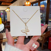 Universal small necklace, design chain for key bag  with tassels, zirconium, pendant, European style, wholesale