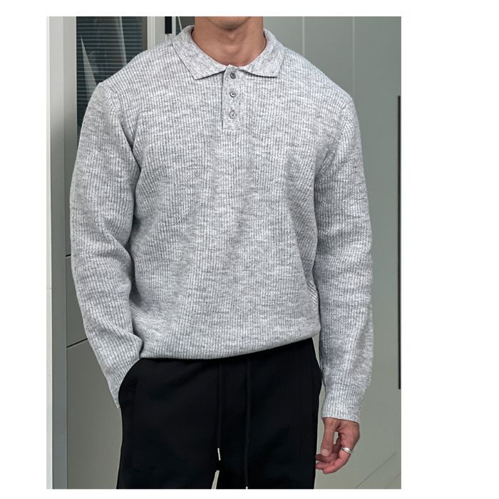Maglione polo uomo slim fit in maglia spazzolata leggera_voghion.com