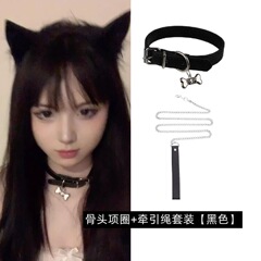 パピーボーン y2k サブカルチャーホットガール甘くてクールなネックリングチョーカー首輪女性パンクスタイルネックレス牽引ロープ