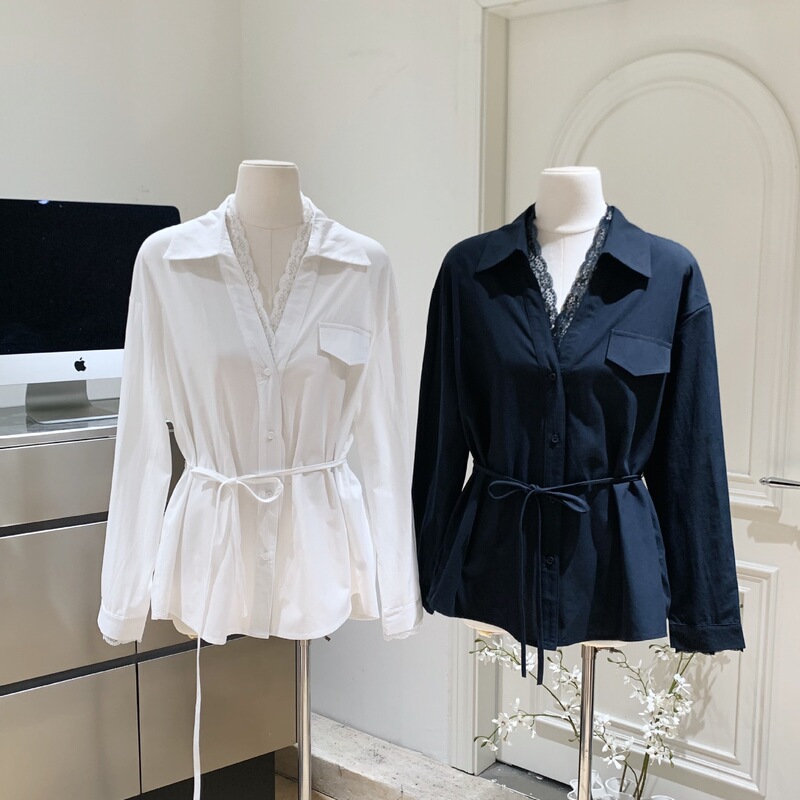 My Name 60 Tencel 40 Cotton/Strap Lace Shirt Women Loose Design Top