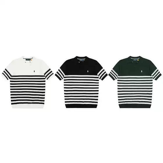 Cross-border American style Ralph RL striped pony embroidery ice silk polo shirt women's short sleeve lapel collar dropshipping