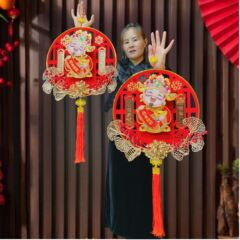 新春喜庆摇头财神挂饰年画新款氛围布置装饰用品挂件客厅背景墙