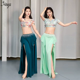 肚皮舞服装2025新款练功服印花网纱长裙套装东方舞蹈表演出服团服