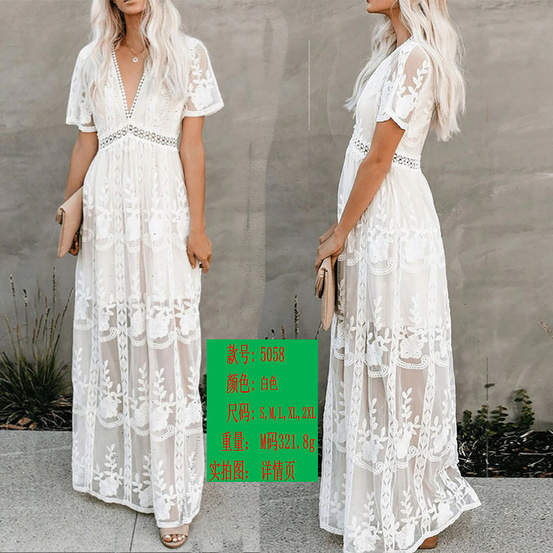 Comercio exterior transfronterizo europeo y americano en stock nueva ropa de mujer vendedora caliente Amazon Dunhuang vestido de encaje neto image 2