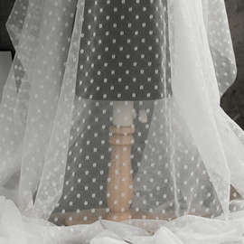 ▧宽1.6米 水玉圆点网布娃衣蓬蓬裙童装网纱裙面料服装蕾丝布料di