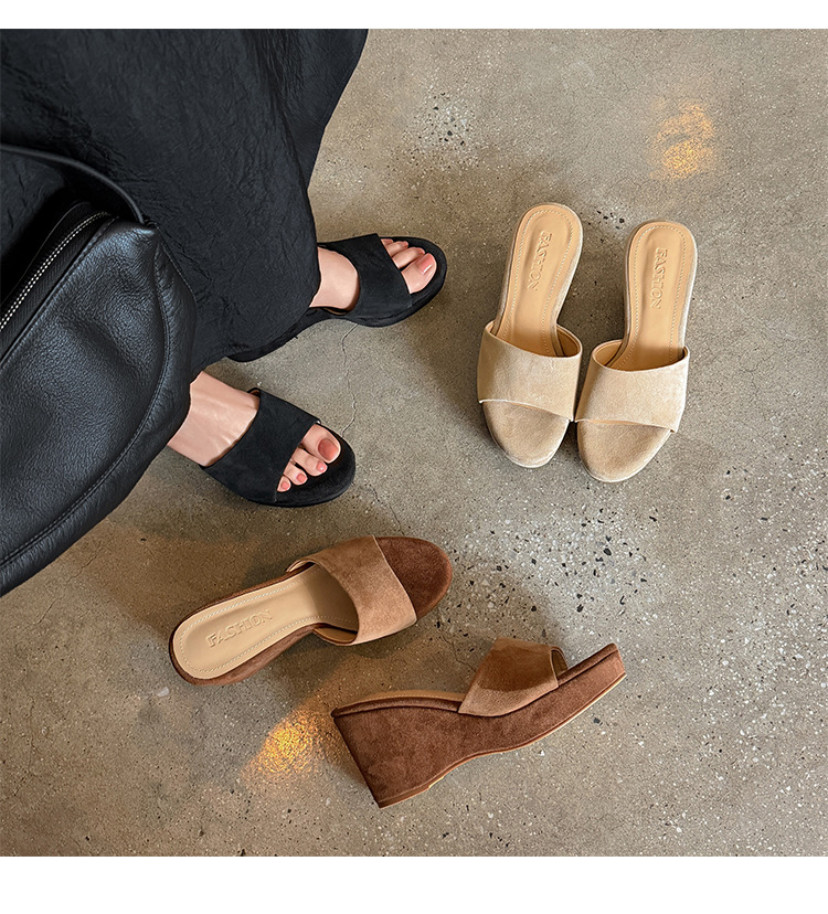 Sandal cao gót nữ hở mũi quai ngang đế xuồng platform — màu nâu, màu đen, màu mơ chi tiết 24