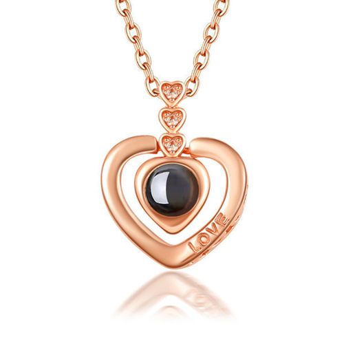 Customized JD Tmall Creative 100 Languages ​​I Love You Elegant Fashion Necklace Projection Necklace Pendant