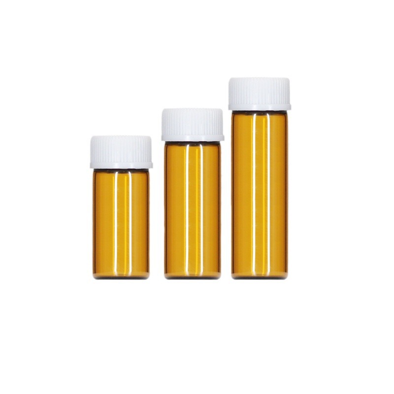 Botella pequeña de aceite esencial marrón de 1 ml con tapa de plástico, botella de solución original de esencia, botella de muestra de prueba de 3 ml, botella de muestra cosmética.