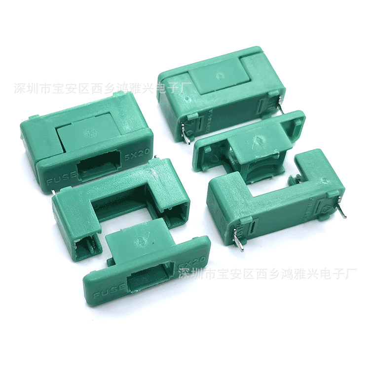 PCB板RTF-78绿色外脚5*20安装陶瓷管玻璃管保险丝座带盖脚距22mm