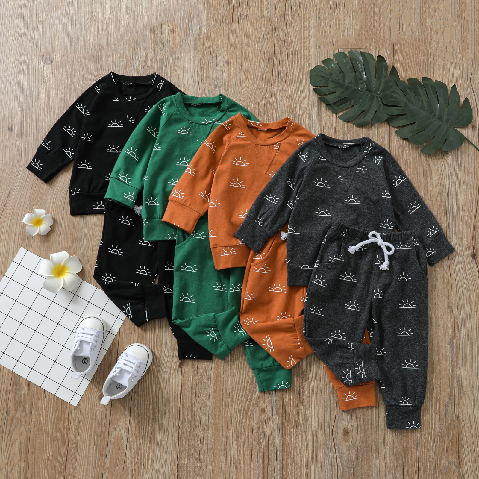 Casual Sun Printing Cotton Boys Clothing Sets display picture 1