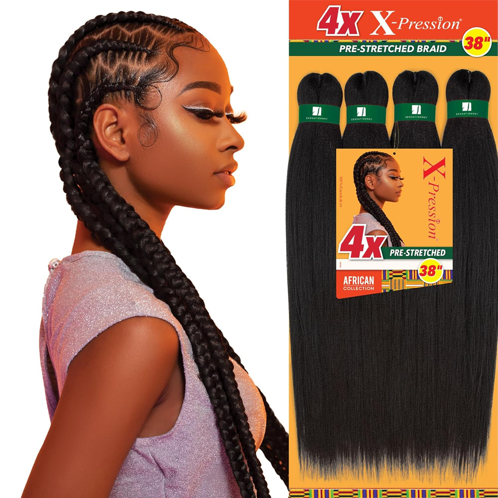 4X pre-estirado EZ trenza cabello EZ trenza sucia cuatro paquetes de cabello trenzado africano peluca trenza