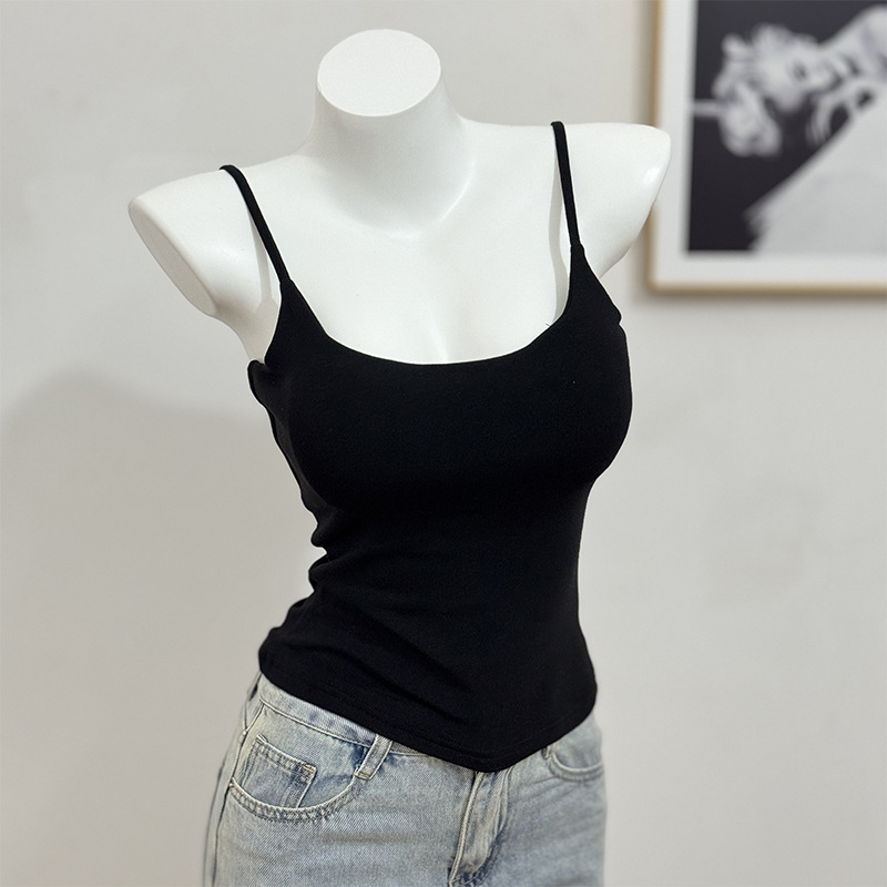 U-Shaped Small Camisole Women's 2024 Summer New Style Inner Wear Beautiful Back Bra One-piece Base with Chest Pad Outer Wear Top