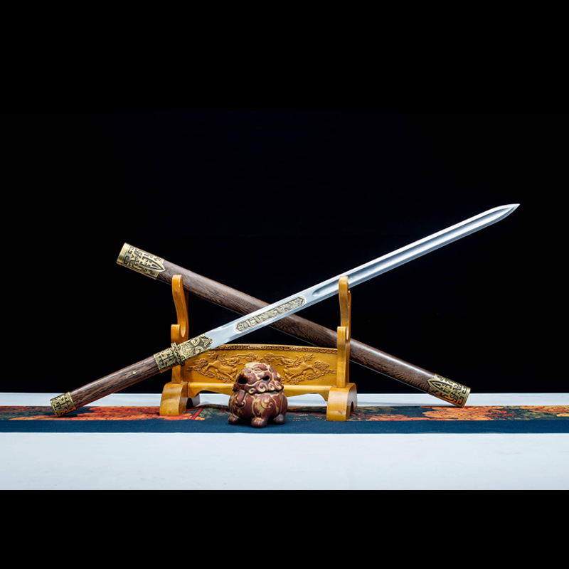 龙泉市刀剑高锰钢唐剑一体宝剑清剑素装影视道具收藏工艺品未开刃