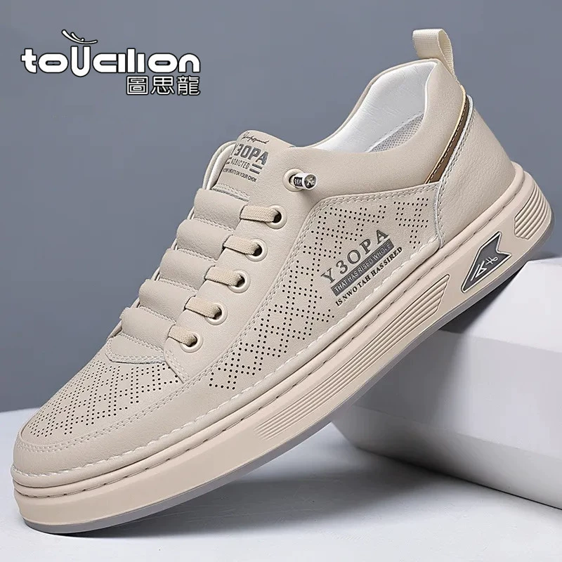 Фабрика прямых ботинок Мужская обувь Весна и Лето 2025 Настоящая мягкая кожаная повседневная обувь Мужская модная мягкая поверхность, дышащая маленькая белая обувь