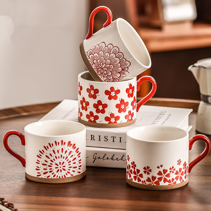 Art retro tazas de cerámica de alto valor de visualización para el hogar tazas de agua potable tazas de café de oficina de niñas tazas de pareja