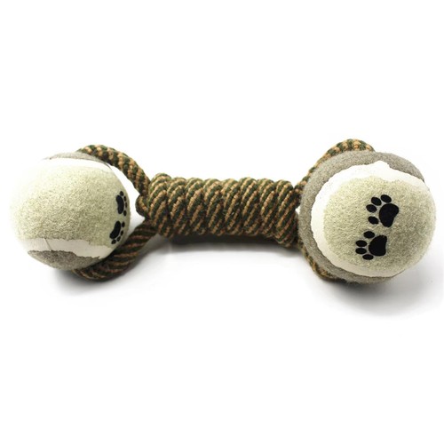 Pet tennis ball toy cotton rope dog toy chewing durable pet rope knot tennis dumbbell pet supplies