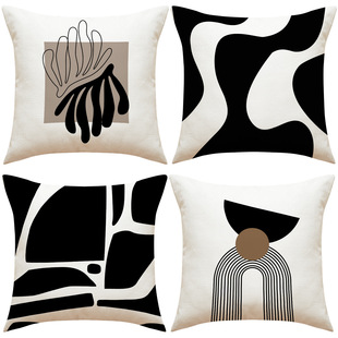 Scandinavian ins Style Black and White Stripesd Abstract Graphic Sofa Pillow Cover Cushion Living Room Decoration Linen Material