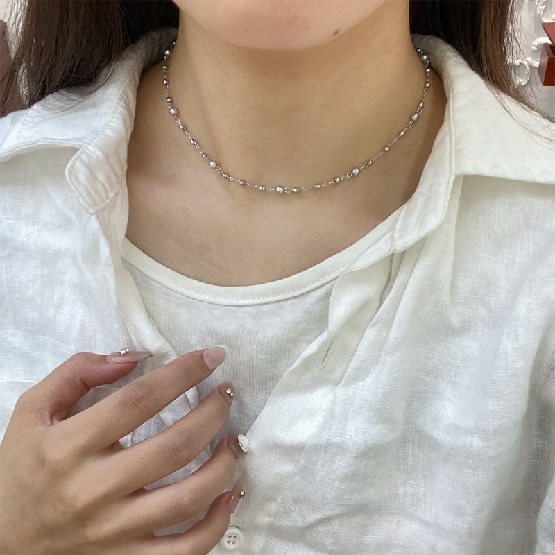 简约时尚百搭满天星施家珍珠项链配饰女轻奢小众高级感叠戴锁骨链|undefined