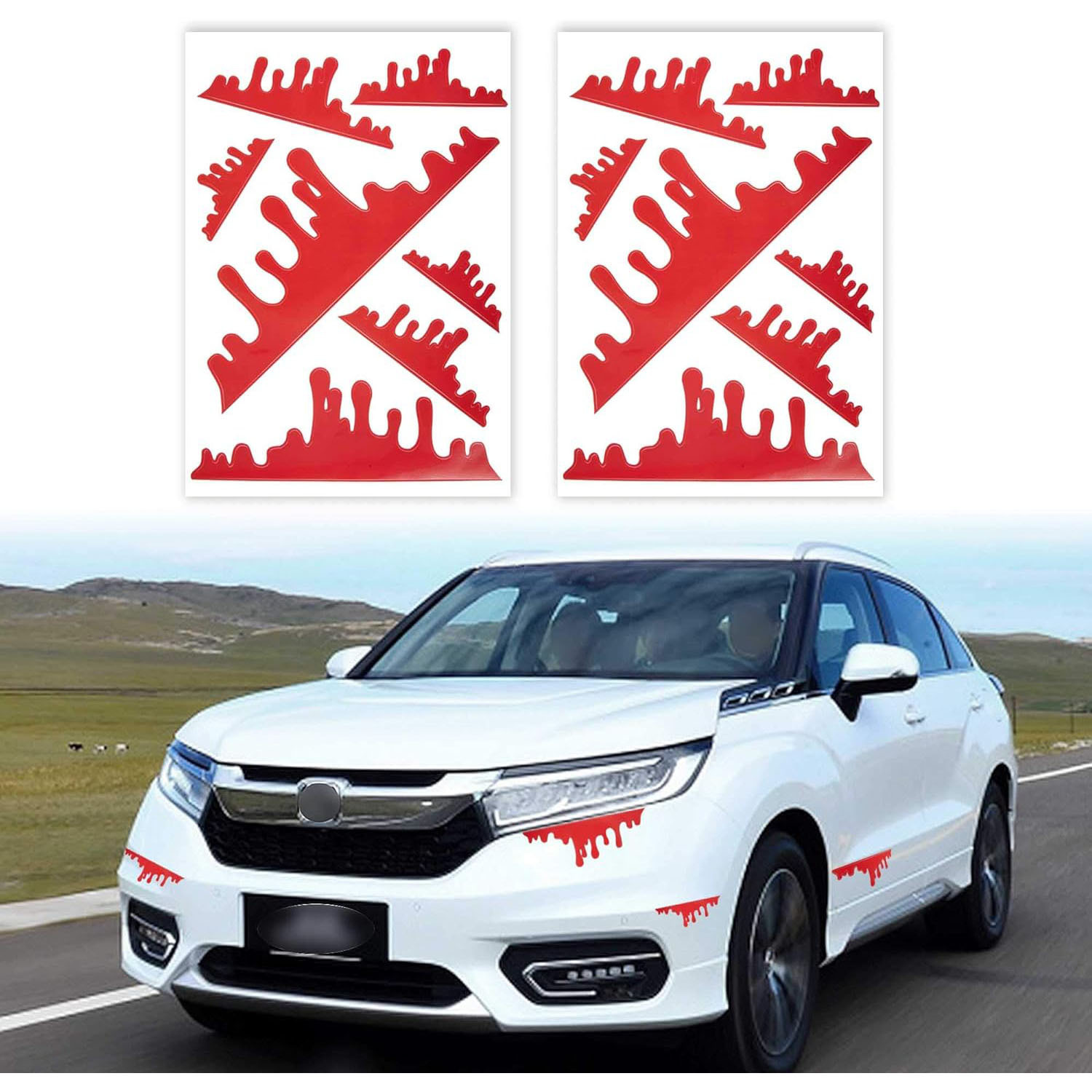 Auto tema de Halloween pegatinas de sangre roja faro de automóvil ventana de luz trasera pegatinas de decoración de automóviles personalizadas