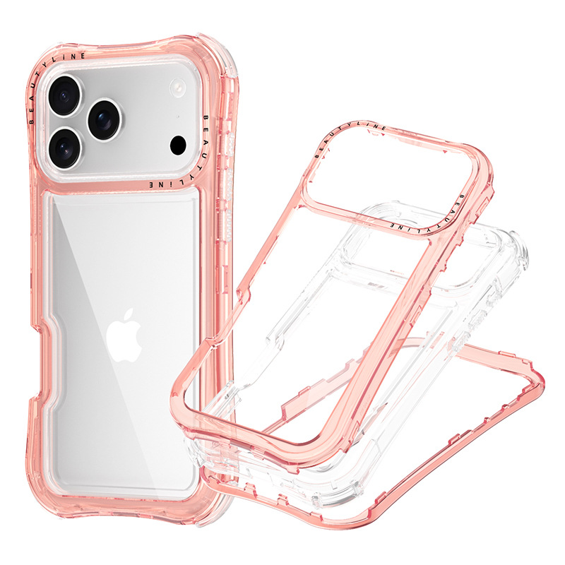 Aplicable Apple IP17 / 18 promax cojín de aire de cintura transparente todo incluido caso de teléfono celular resistente a caídas soporte de impresión de serigrafía LOGO