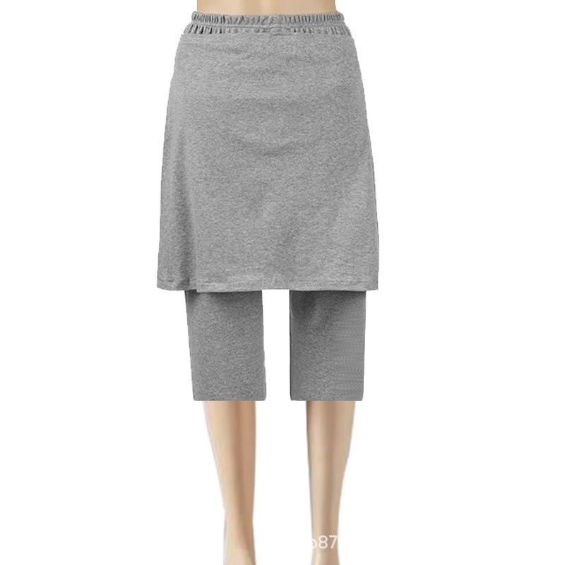 커버 된 크롭 팬츠 코튼 그레이