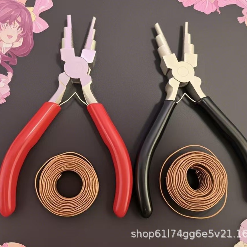 Seis-sección joyería alicates de punta redonda tamaño espesor bobina 6-sección redonda de metralla de alambre de acero de diseño de la bobina de flexión alicates de punta