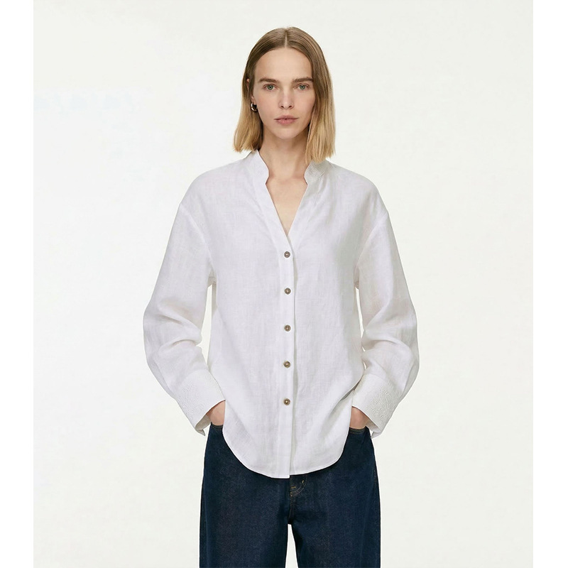 Lyocell French-Style Elegant Commuter Henley Collar Long-Sleeve Shirt for Women, Spring and Summer Unique and Distinctive Shirt Cardigan Lyocell French-Style Elegant Commuter Henley Collar Long-Sleeve Shirt for Women, Spring and Summer Unique and Distinctive Shirt Cardigan