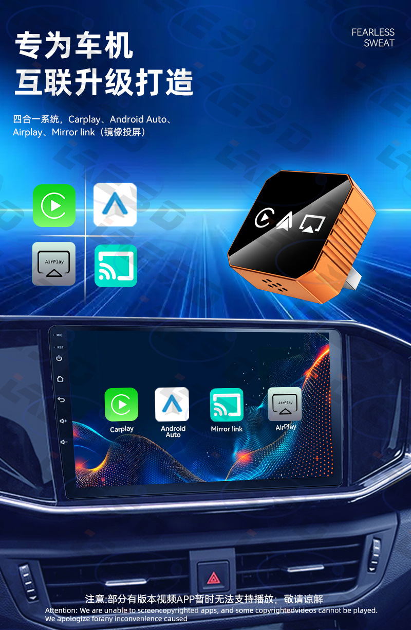 Hot-Selling 4-in-1 Car-Connected Smart Box for Apple and Android Screen Mirroring, Smart Wireless Carplay Box
