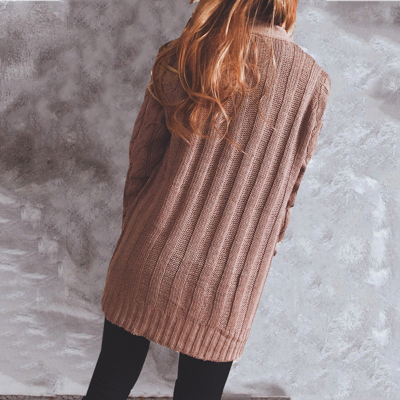 Cárdigan de suéter de punto de manga larga con un solo pecho torcido grueso NSSX104236