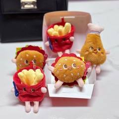 インターネット有名人の漫画ハンバーガーチキンレッグかわいいフライドポテトぬいぐるみペンダント小さな人形キャッチマシン人形スクールバッグペンダントキー