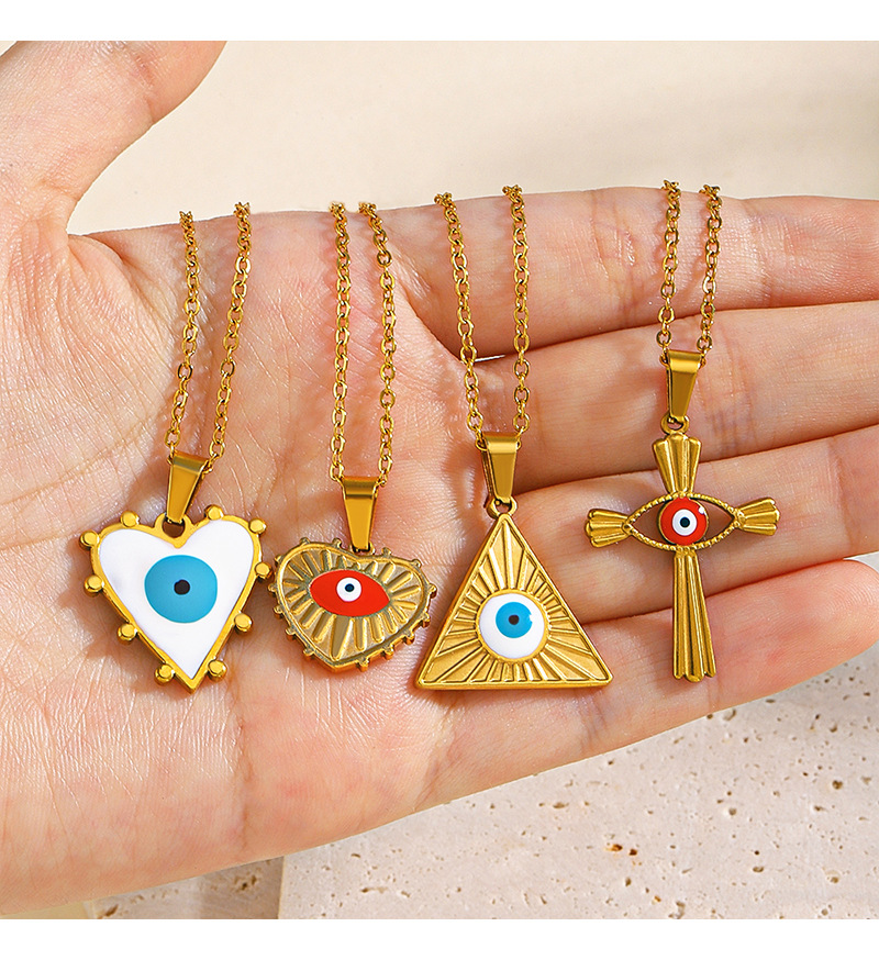 Sweet Heart Shape Eye Stainless Steel Titanium Steel Plating Pendant Necklace display picture 2