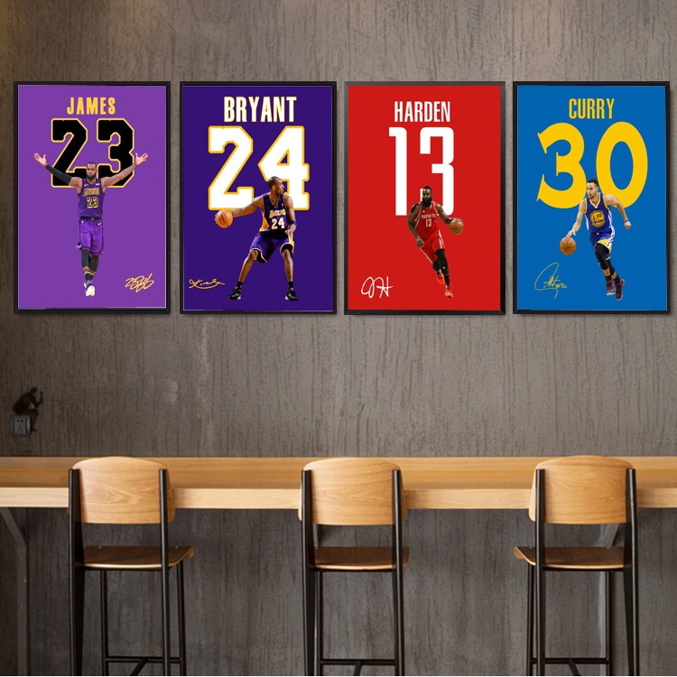 Commercial Mural James NBA Basketball Hanging Poster Star LeBron Frames Sports Knight Lakers